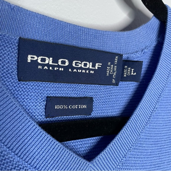 Polo Golf Ralph Lauren Vest Lightweight V-Neck Cotton Blue Men’s - Picture 5 of 5